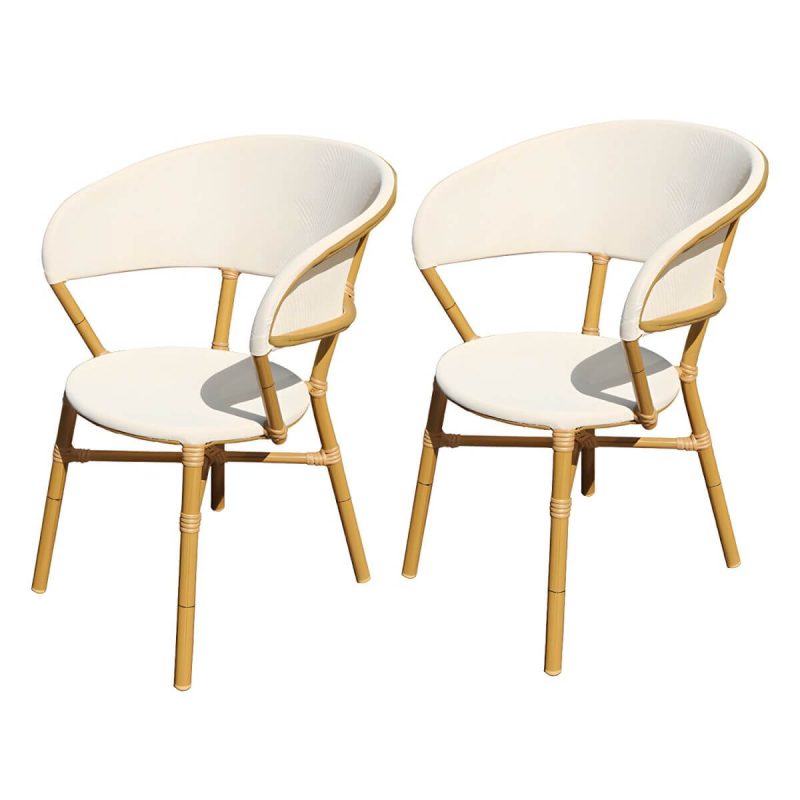 "Modern Patio Dining Side Chair Metal Outdoor Bistro Chairs with Arm - 2 Piece Set"
