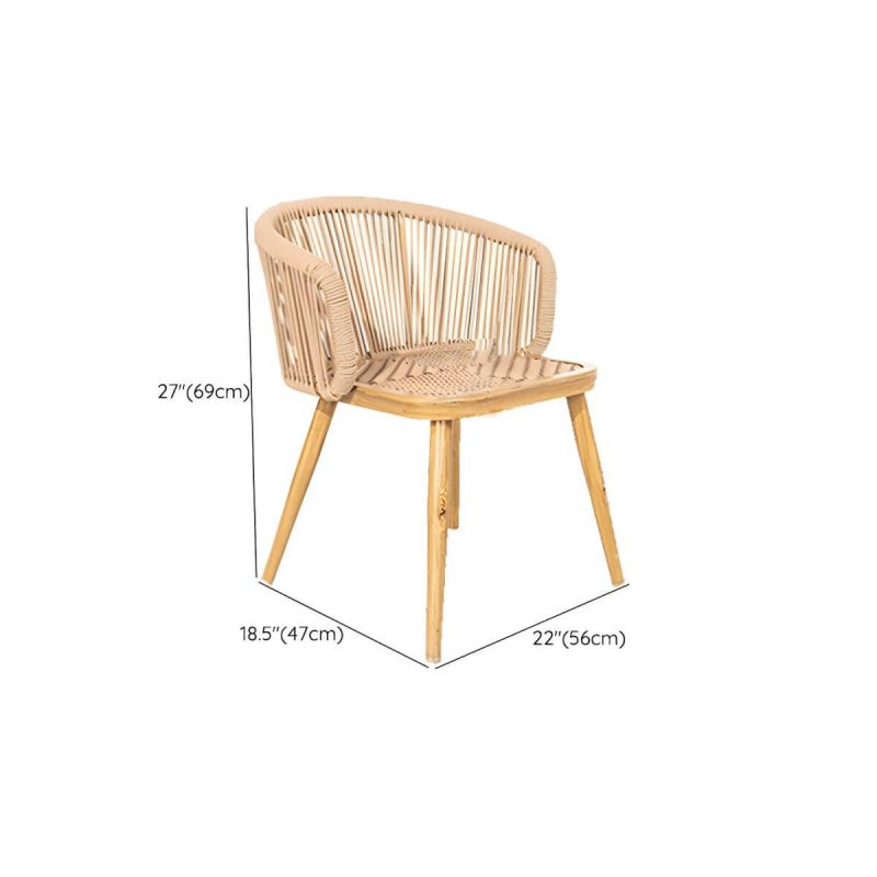 "Dimension of Coastal Aluminum Arm Chair with Brown Wicker Back and Beige Cushions for Patio Dining - Brown 2 Piece Set"