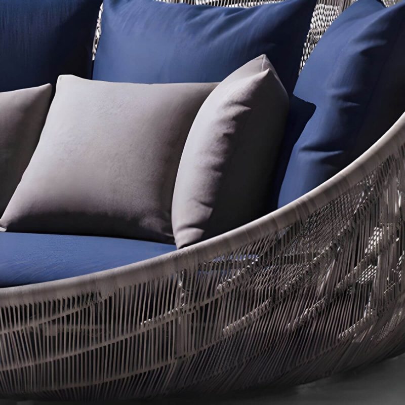 "Metal Patio Sofa Modern Style Minimalist Villa Outdoor Patio Daybed - 180 x 180 x 80 cm White"