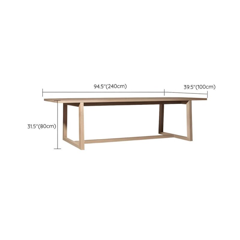 "Dimension of Teak Wood Mid-Century Modern Patio Dining Set in Natural Finish - Table 94.5"L x 39.4"W x 29.5"H"