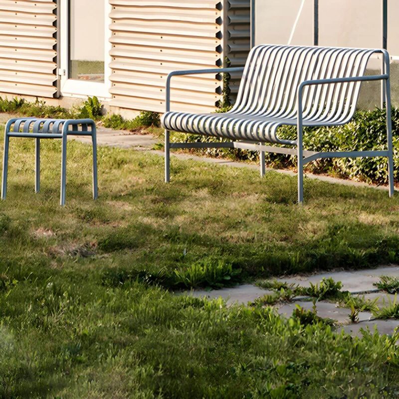 "Grey Metal Patio Table Contemporary Style Water Resistant for Outdoors - 70.9"L x 31.5"W x 29.5"H Rectangular Table Only"