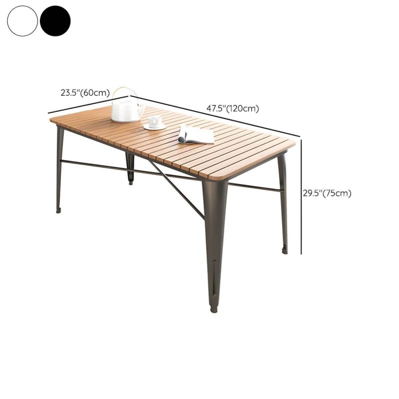 "Dimension of Contemporary Style Wood Patio Table Rectangle Shape with Metal Legs in White/Black - Table Only 47.2"L x 23.6"W x 29.5"H White"