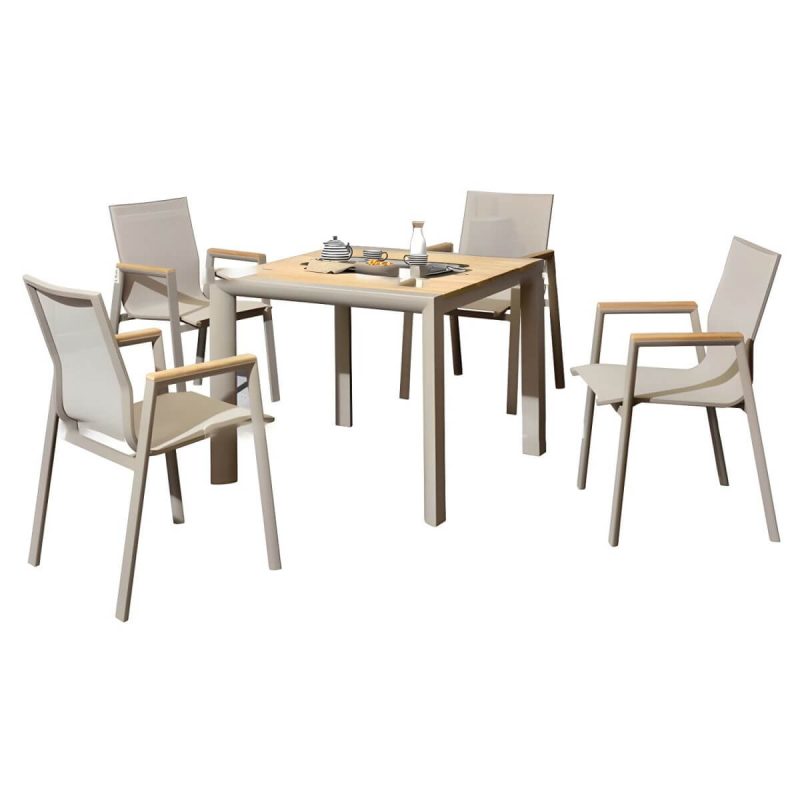 "Contemporary Brown Dining Room Set with Rectangular Table and Chairs Dining Set - 35.4"L x 35.4"W x 29.5"H Table & Chair(s) 4"