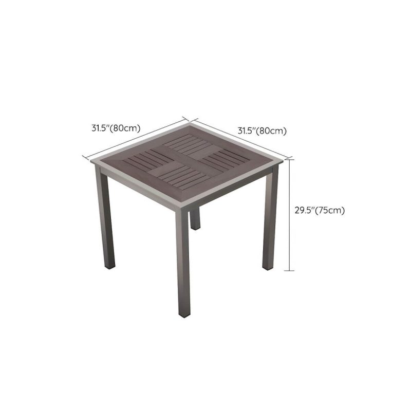 "Dimension of Traditional Patio Table Wood Top Metal Frame Water Resistant Patio Table - 31.5"L x 31.5"W x 29.5"H Table Only"