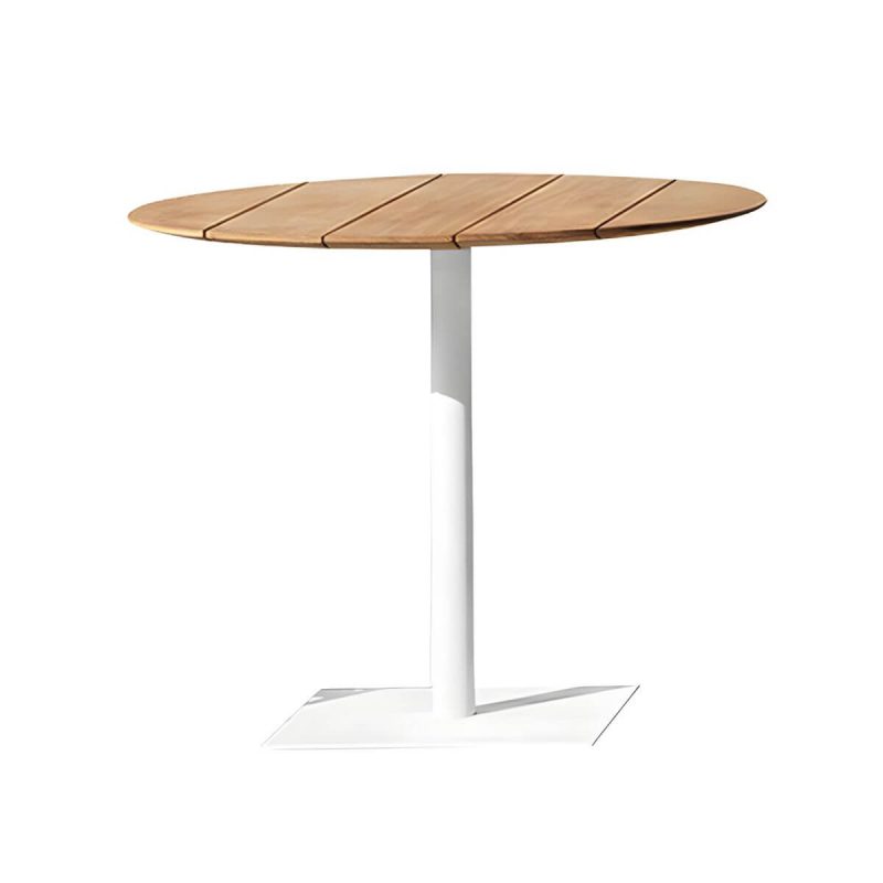 "Solid Wood Top Patio Table Contemporary Rectangle Patio Table - 27.6"L x 27.6"W x 23.6"H Round Table Only"