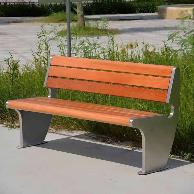 "Modern Style Wooden Industrial Bench with Brown Seat Surface and Metal Double Base - Silver 71"L x 24"W x 31"H"
