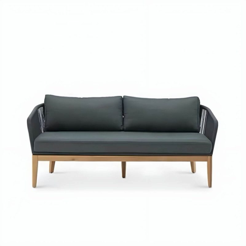 "Water-resistant and Durable Metal Frame Modern Sofa with Waterproof Cushions - Black Loveseat"