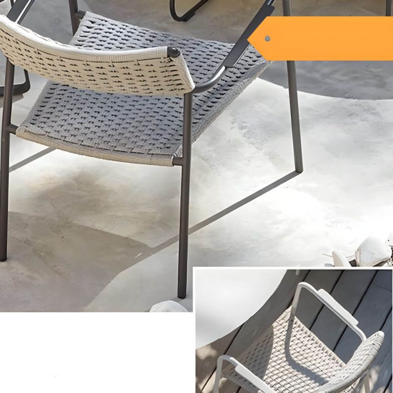 "Contemporary Aluminum Frame Water Repellent Patio Dining Chair with Arm - 8 Piece Set"