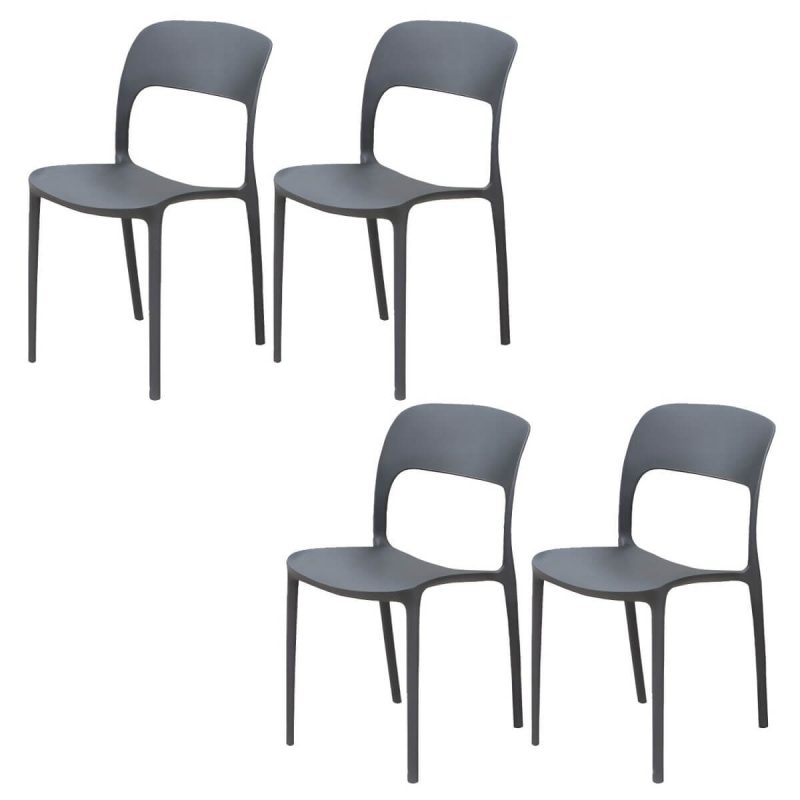 "Stacking Dining Armchair Contemporary Plastic Patio Arm Chair - 16"L x 17"W x 33"H 4 Piece Set"
