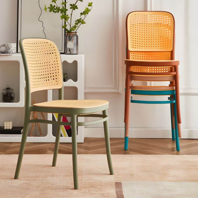 "Contemporary Dining Side Chair with Metal Legs Stacking Side Chair - Red 4 Piece Set"