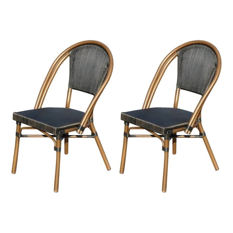 "Modern Style Steel Frame UV and Water Protective Outdoor Dining Chair - 20"L x 22"W x 34"H 2 Piece Set"
