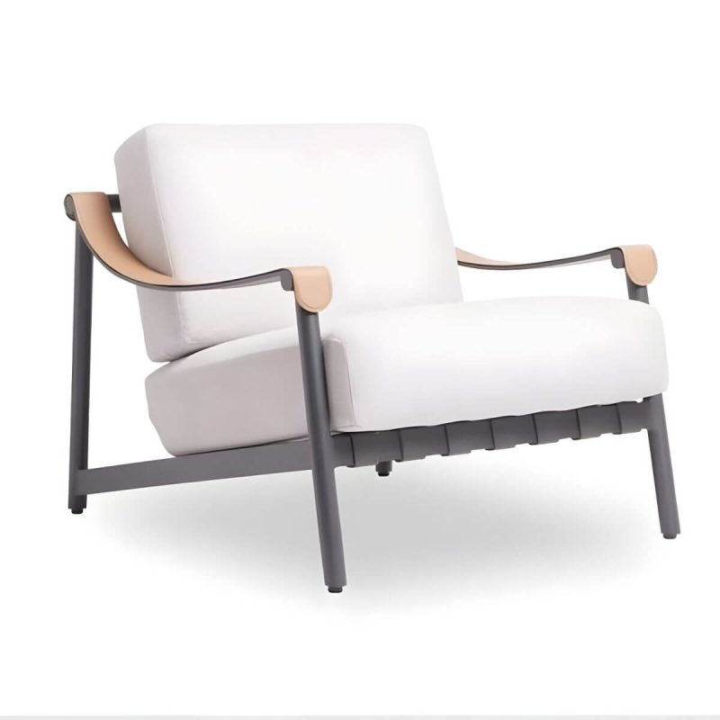 "Gray Metal UV Resistant Patio Sofa No Ceiling 78-Inch Side to Side - 1-Seater Sofa"