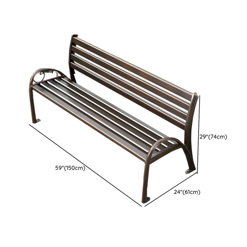 "Dimension of Metal Modern Park Bench with Legs Water Resistant for Outdoor - 59"L x 24"W x 29"H"