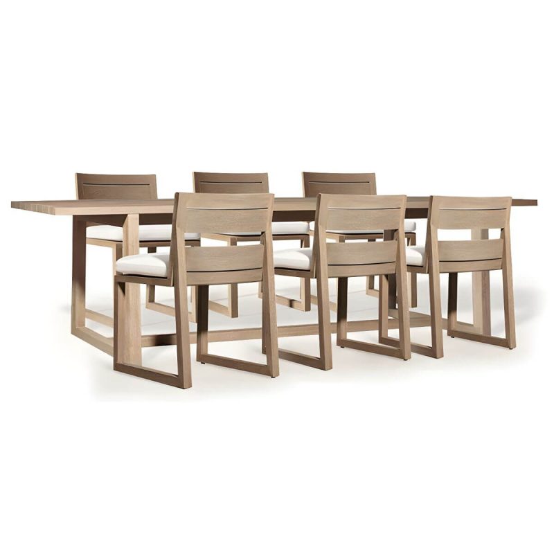 "Modern Style Dining Set 1/5/7 Pcs Wood Frame Patio Dining Table and Chairs - Table & Chair(s) 94.5"L x 39.4"W x 29.5"H 6 Brown"
