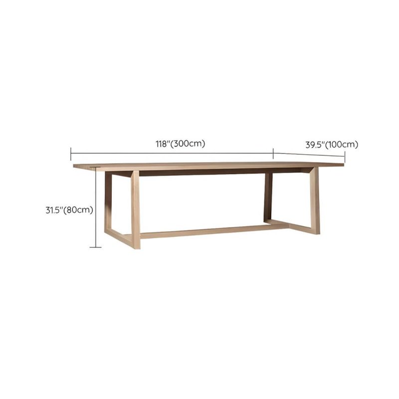 "Dimension of Teak Wood Mid-Century Modern Patio Dining Set in Natural Finish - Table 118.1"L x 39.4"W x 29.5"H"