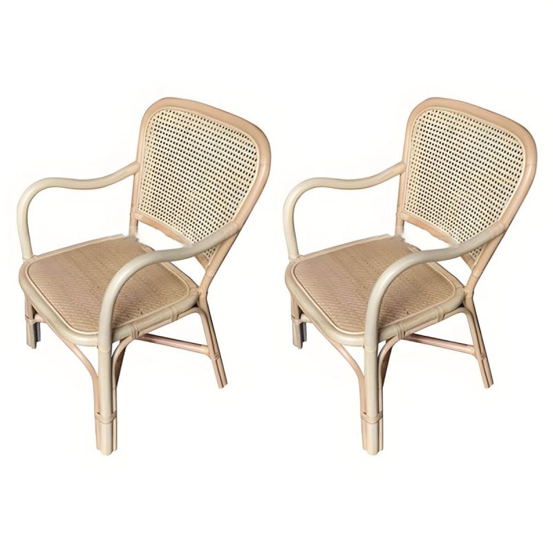 "20" Wide Tropical Rattan Dining Armchair Natural Outdoor Chair - Natural Finish 2 Piece Set"