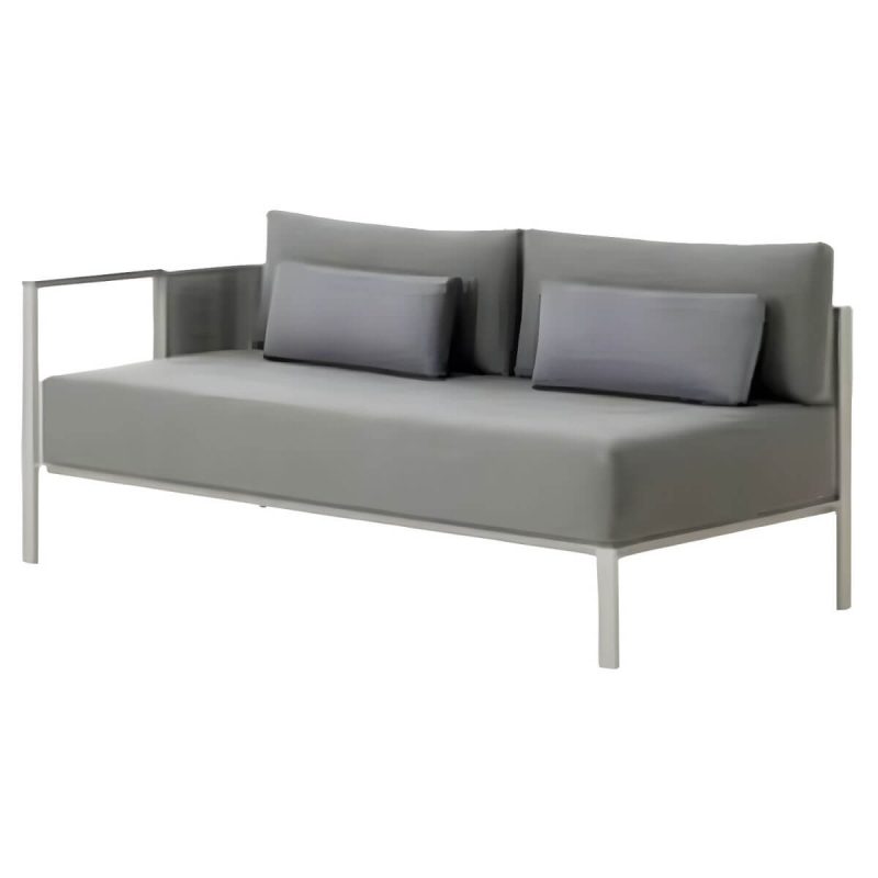 "Gray Upholstered Metal Frame Modern Sofa with Removable Cushions - 2-Seater Corner Sofa"