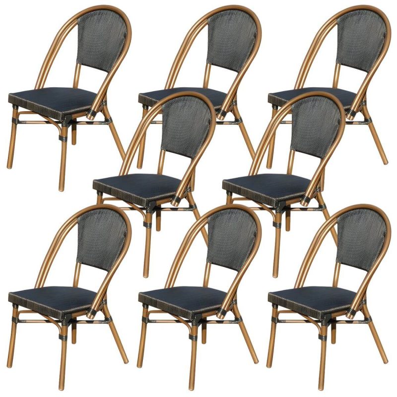 "Modern Style Steel Frame UV and Water Protective Outdoor Dining Chair - 20"L x 22"W x 34"H 8 Piece Set"