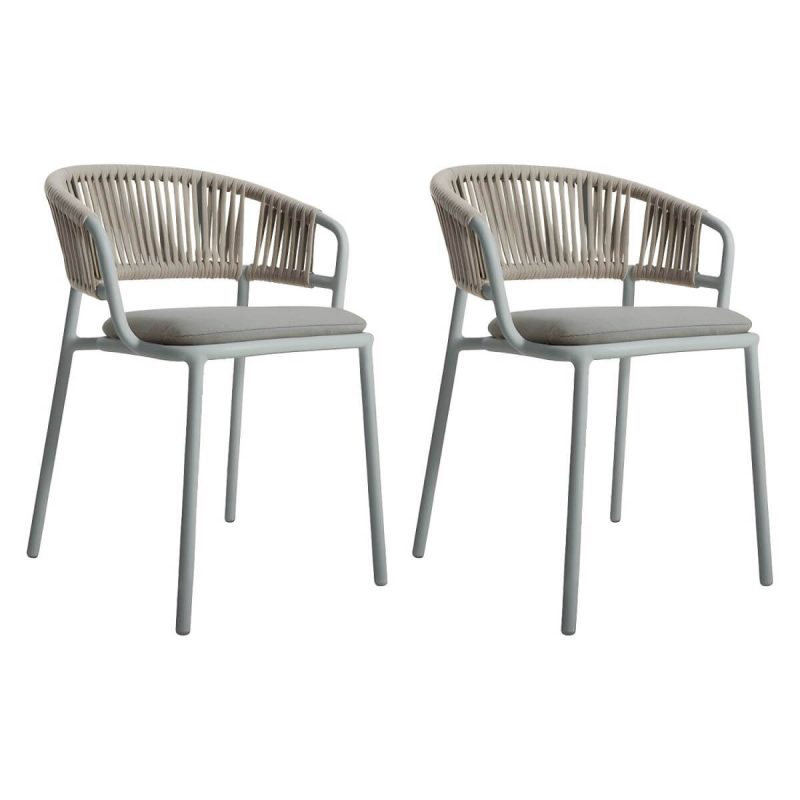 "Modern Light Brown Dining Arm Chair Cane Back for Living Room - Light Gray 2 Piece Set"