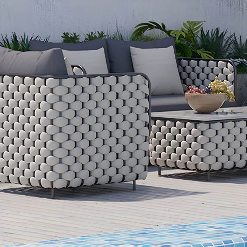 "Scandinavian Outdoor Patio Sofa Water Resistant Metal Patio Sofa with Cushions - 1-Seater Sofa"