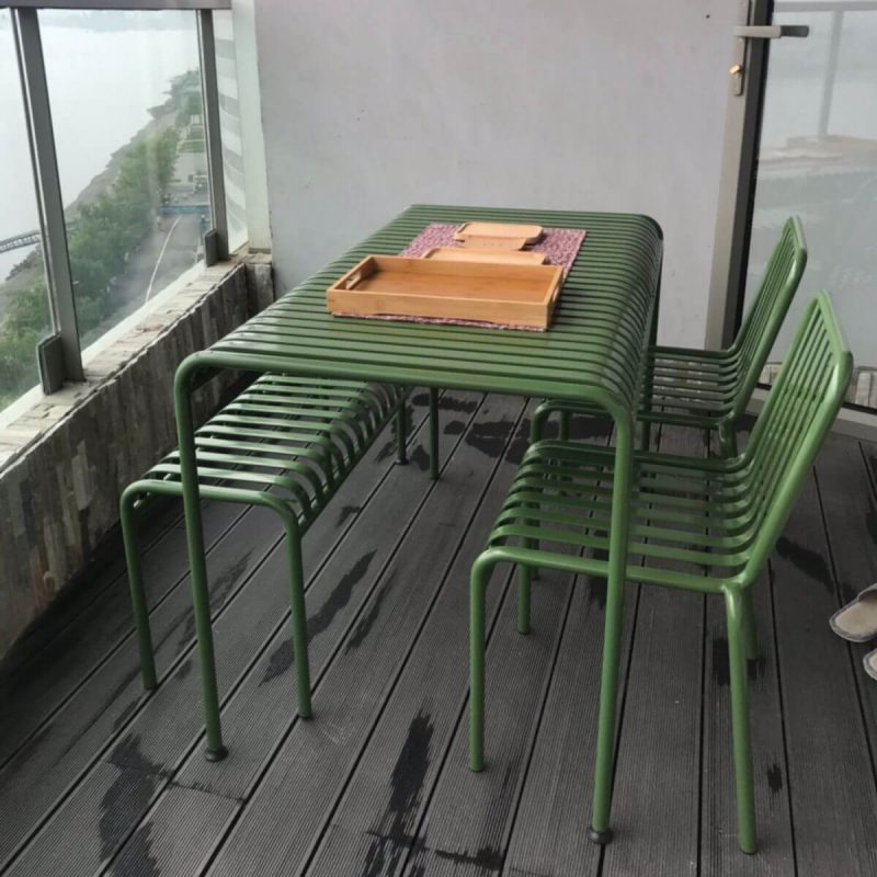 "Industrial Metal Outdoor Bistro Chairs Open Back Dining Chairs in Green - 22"L x 19"W x 31"H 2 Piece Set"