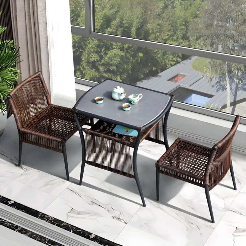 "Standard Height Dining Room Chair and Table Set with 4 Legs Table - Table & Chair(s) 2 Brown"