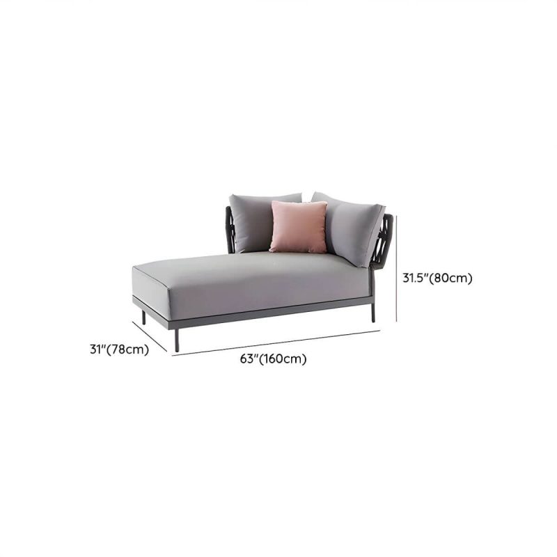 "Dimension of Water Resistant Modern Upholstered Patio Metal Sofa with Cushions and Pillows - Chaise Lounge"