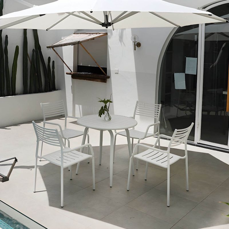 "Metal Modern Standard Height Dining Room Chair and Table Set with Chairs - Table & Chair(s) 25.6"L x 25.6"W x 29.1"H 2 White"