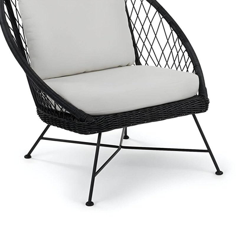 "Tropical Outdoors Dining Chair Rattan Side Chair with Cushion - 27.6"L x 29.5"W x 31.5"H Natural Finish 1 Piece"