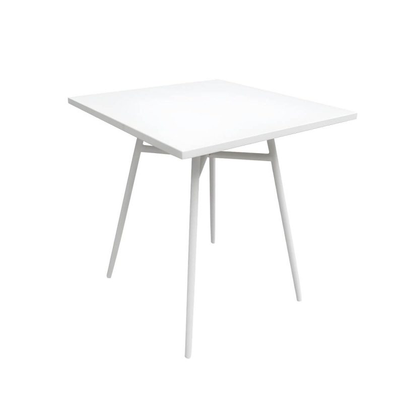 "Contemporary Dining Table White Outdoor Table with Metal Base - White 27.6"L x 27.6"W x 28.3"H Square Table Only"