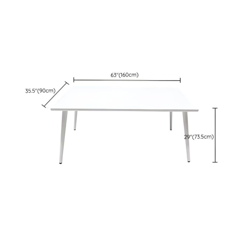 "Dimension of Weatherproof Outdoor Aluminum Dining Set with Stackable Chairs and Modern Design - Table & Chair(s) 63"L x 35"W x 29"H 4"