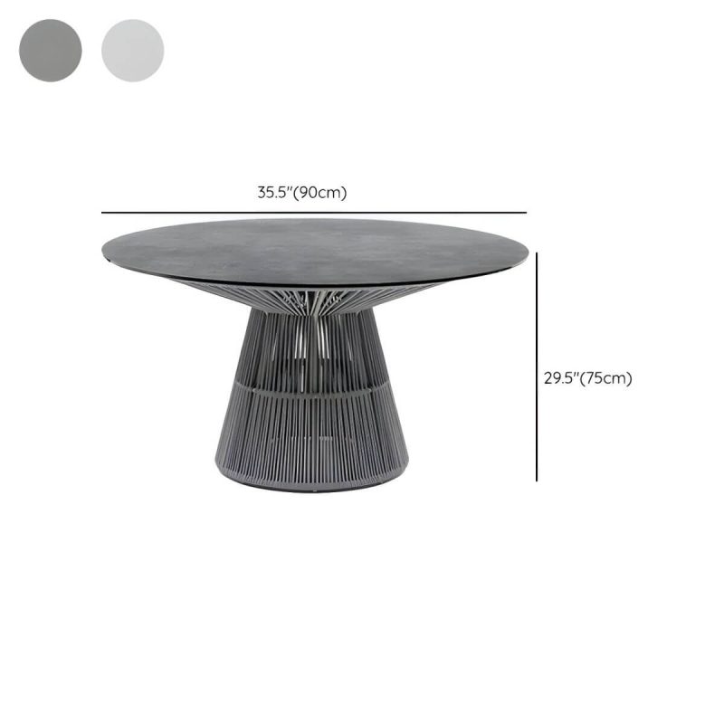 "Dimension of Round Patio Dining Table Set 1/2/5/6 Pcs Stone Top Patio Dining Table with Chairs - Table 35.4"L x 35.4"W x 29.5"H Zero Clear"