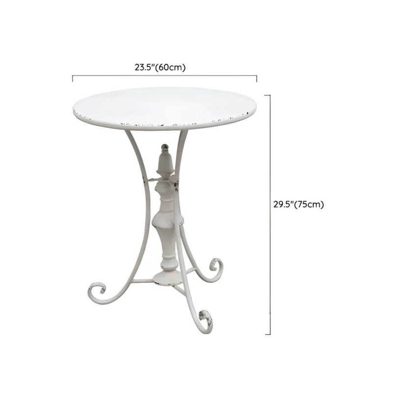 "Dimension of White Patio Table Metal Contemporary Style Water Resistant in Round Shape - Table Only 23.6"L x 23.6"W x 29.5"H"