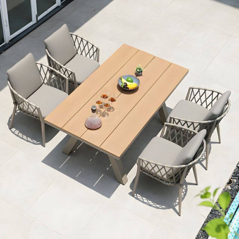 "Antique Finish Dining Chair Metallic Tropical Style with Cushions - 8 Piece Set"