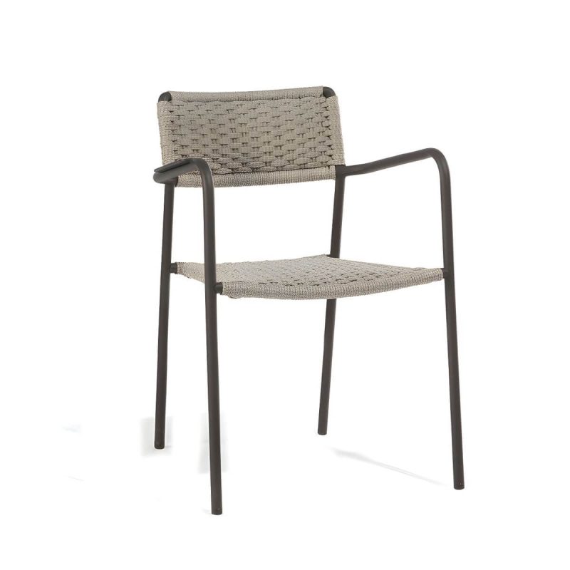 "Contemporary Aluminum Frame Water Repellent Patio Dining Chair with Arm - 1 Piece"