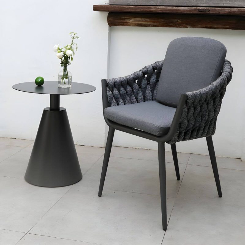 "Contemporary Outdoors Dining Chairs with Removable Water Repellent Finish Cushion - Coffee 2 Piece Set"