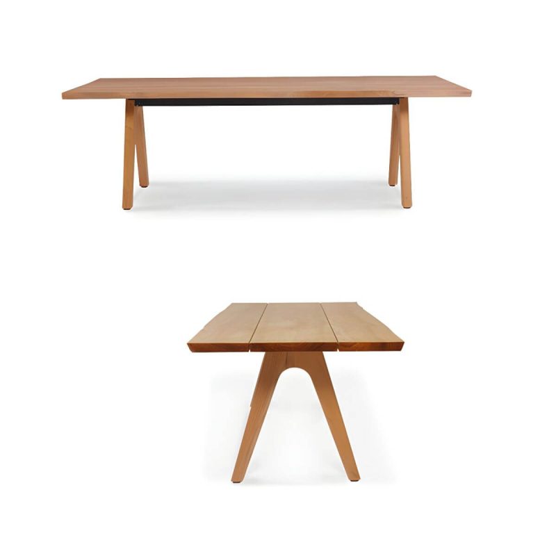 "Solid Wood Top Patio Table Contemporary Style Water Resistant Dining Table - 86.6"L x 39.4"W x 29.5"H Table Only"