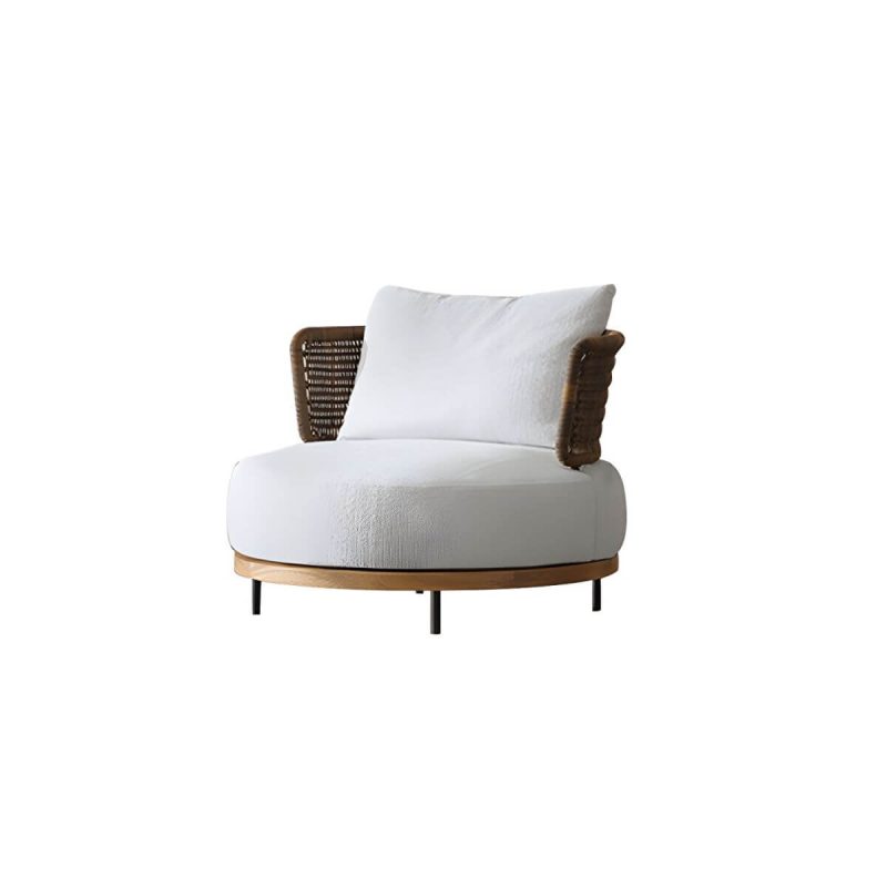 "Modern Wicker/Rattan Sofa with Waterproof Gray Upholstery and Cushions - 37"L x 37"W x 27"H Corner Sofa"
