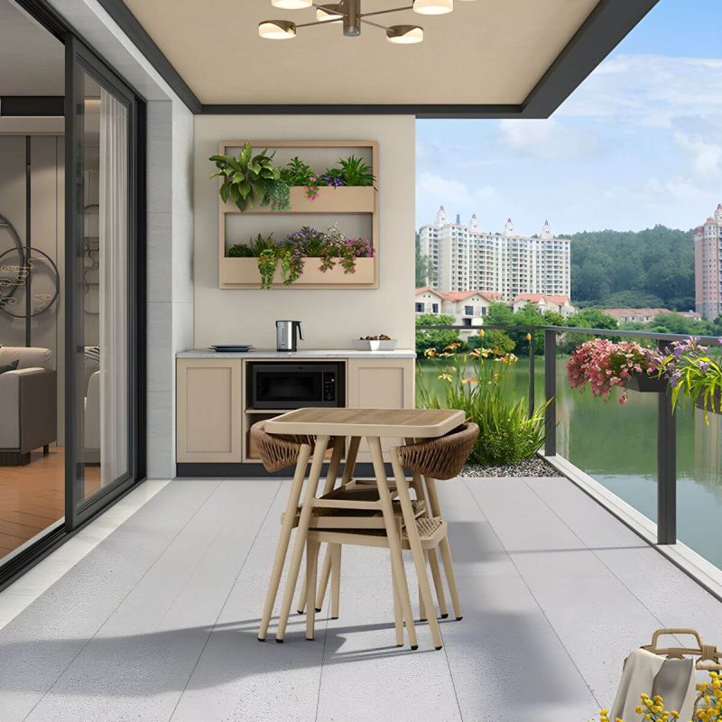 "Natural Patio Table Wooden Contemporary Style in Rectangular Shape - Table Only"