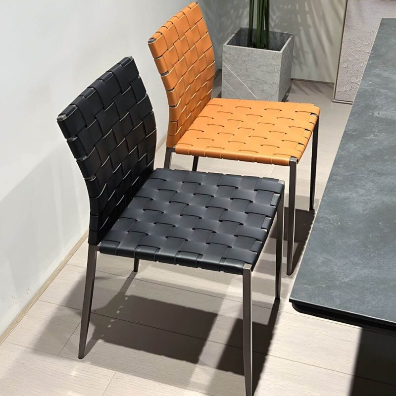 "Tropical Dining Side Chair Metal and Faux Leather Indoor-Outdoor Chair - Grey 4 Piece Set"