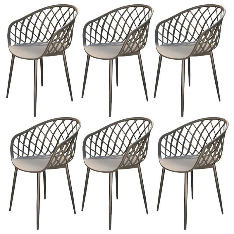 "Stacking Dining Armchair Contemporary Plastic Patio Arm Chair - 16"L x 16"W x 31"H 6 Piece Set"