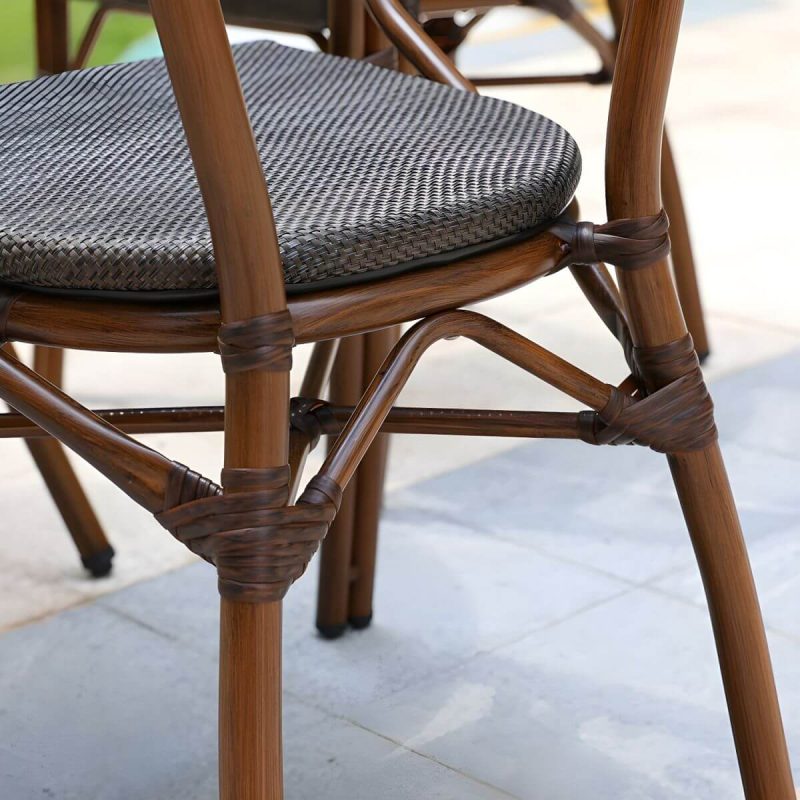 "Modern Style Steel Frame UV and Water Protective Outdoor Dining Chair - 24"L x 22"W x 32"H 2 Piece Set"