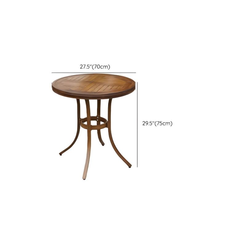 "Dimension of Modern Natural Metal Patio Dining Set with Upholstered Chairs - Desk with 2 Chairs 27.6"L x 27.6"W x 29.5"H Round"