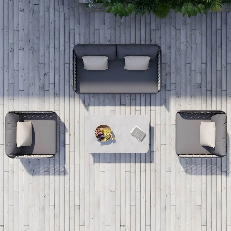 "Scandinavian Outdoor Patio Sofa Water Resistant Metal Patio Sofa with Cushions - 2-Seater Sofa"