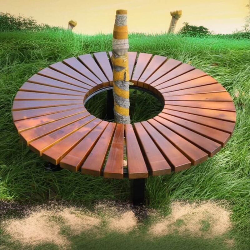 "Trendy Tree Bench with Sepia Lumber, 59"L x 59"W x 16"H"