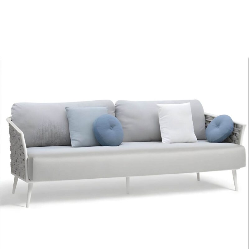 "Modern Metal Frame Outdoor Sofa UV Resistant Patio Sofa with Cushion - 3-Seater Sofa"