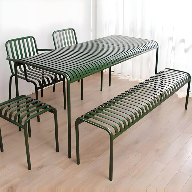 "Green Modern Metal Dining Table for Outdoor Patio with No Distressing - Table Only 27.6"L x 27.6"W x 29.5"H"