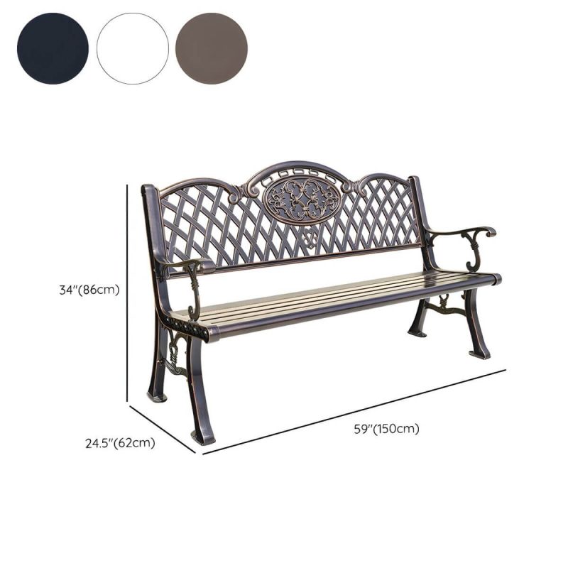 "Dimension of Contemporary Accent Bench with Legs Water Resistant for Outdoor - Black 59"L x 24"W x 34"H"