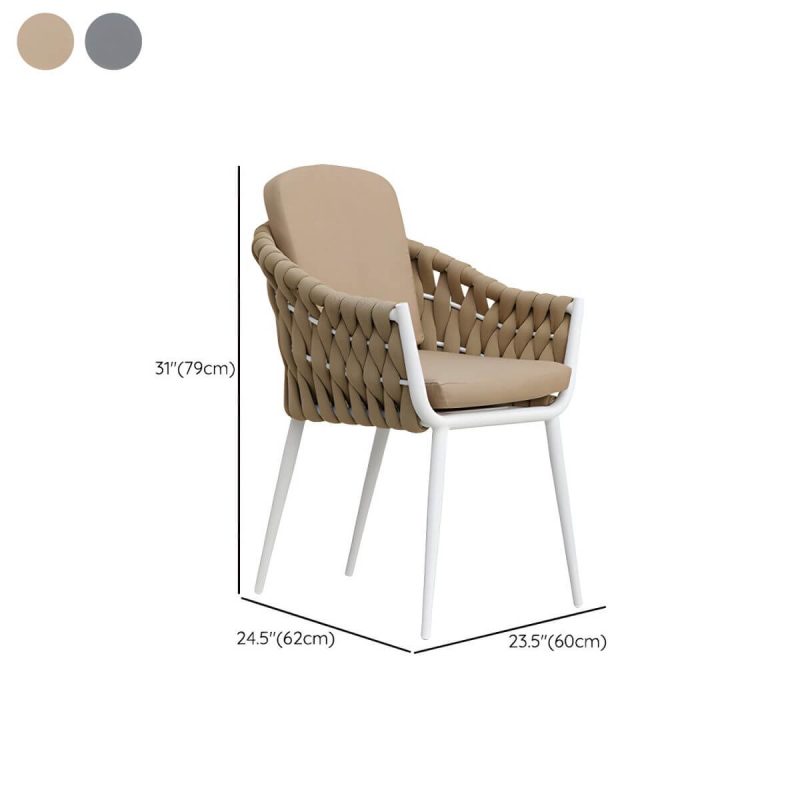 "Dimension of Contemporary Outdoors Dining Chairs with Removable Water Repellent Finish Cushion - Gray 1 Piece"
