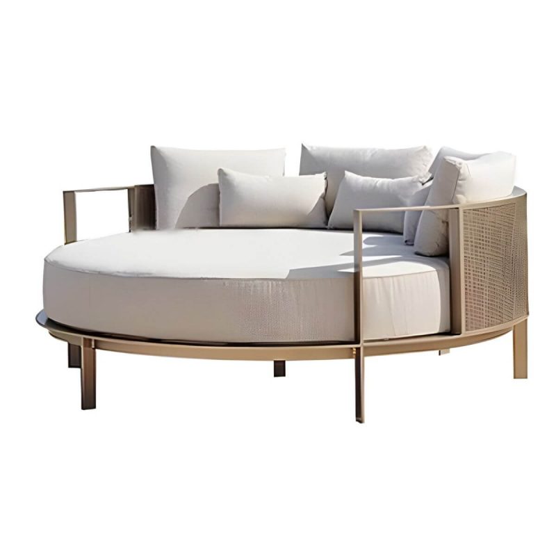 "Metal Water Resistant and UV Resistant 1 Piece Patio Sofa with Cushions - 71"L x 71"W x 26"H Daybed"